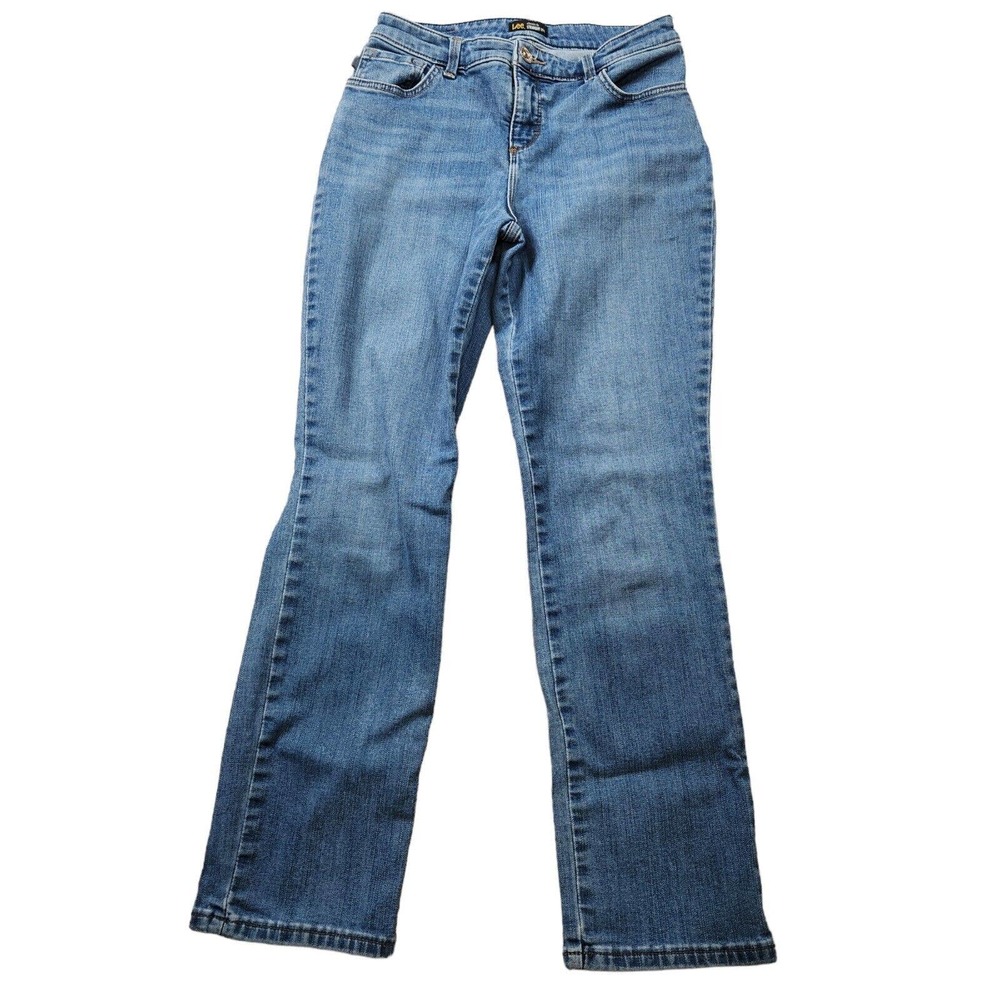 Lee Womens Jeans Size 4 Petite Classic Fit Straight Leg Denim Blue Stretch